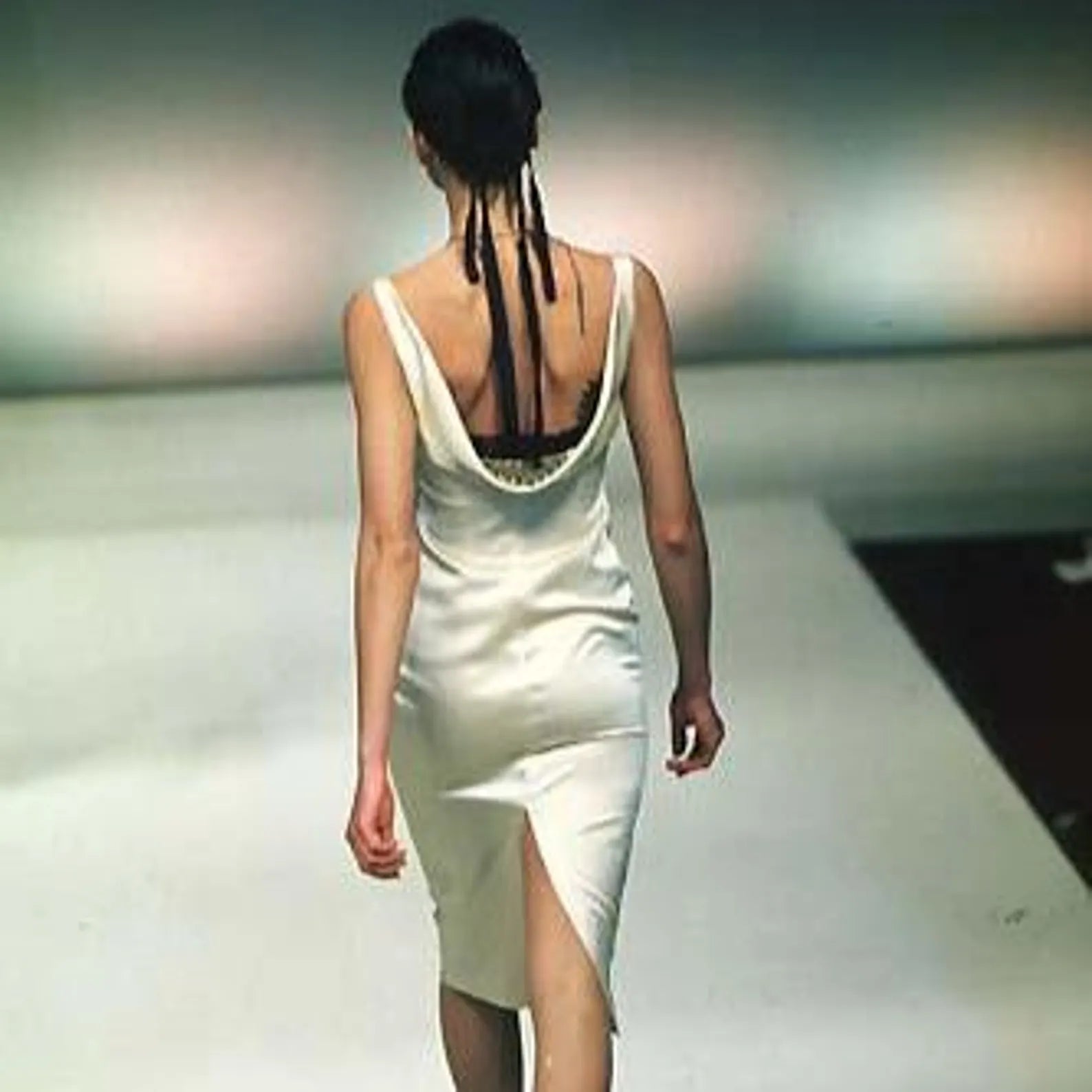 cowl back midi dress Blumarine FW1998 Satin Cowl-Back Midi Dress – Archival Cream Satin