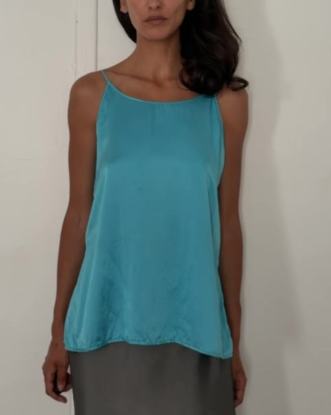 Gianfranco Ferré 1990s Azure Blue Silk Camisole