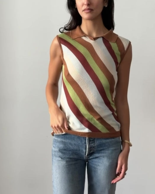 Blumarine SS1997 Stripes Polo Top