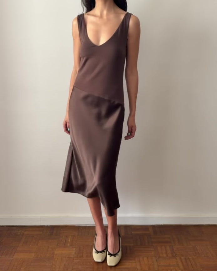 Blumarine FW998 Two-Tone Satin Midi Dress