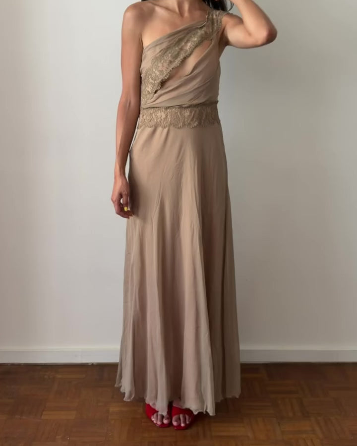 Alberta Ferretti 2000s Asymmetric Silk Gown