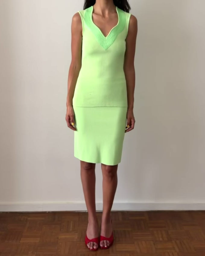 Gaetano Navarra SS1995 Cotton Knit Two-Piece Set – Green