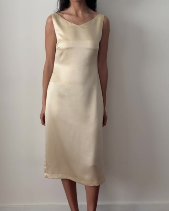 satin cowl back midi slip dress Blumarine FW1998 Satin Cowl-Back Midi Dress – Archival Cream Satin
