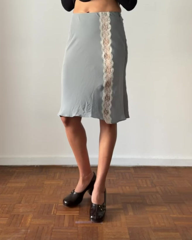 Blumarine FW1998 Romantic Silk & Lace Skirt