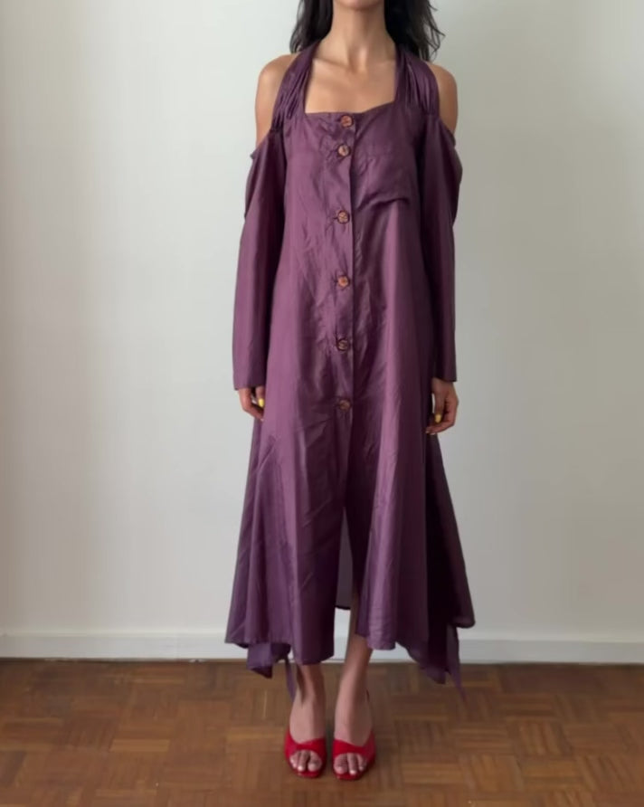Romeo Gigli 1990s Cold-Shoulder Halter Dress