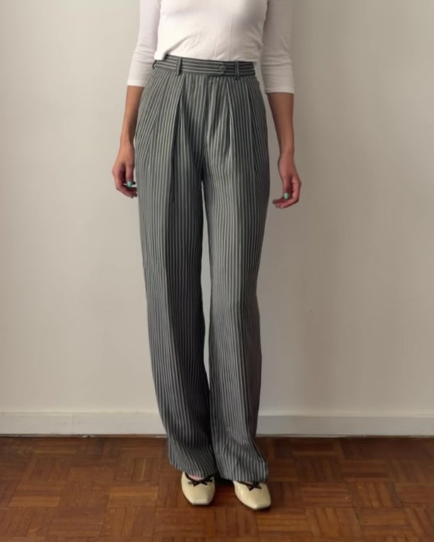 Giorgio Armani 1990s Wide-Leg Pinstripe Trousers