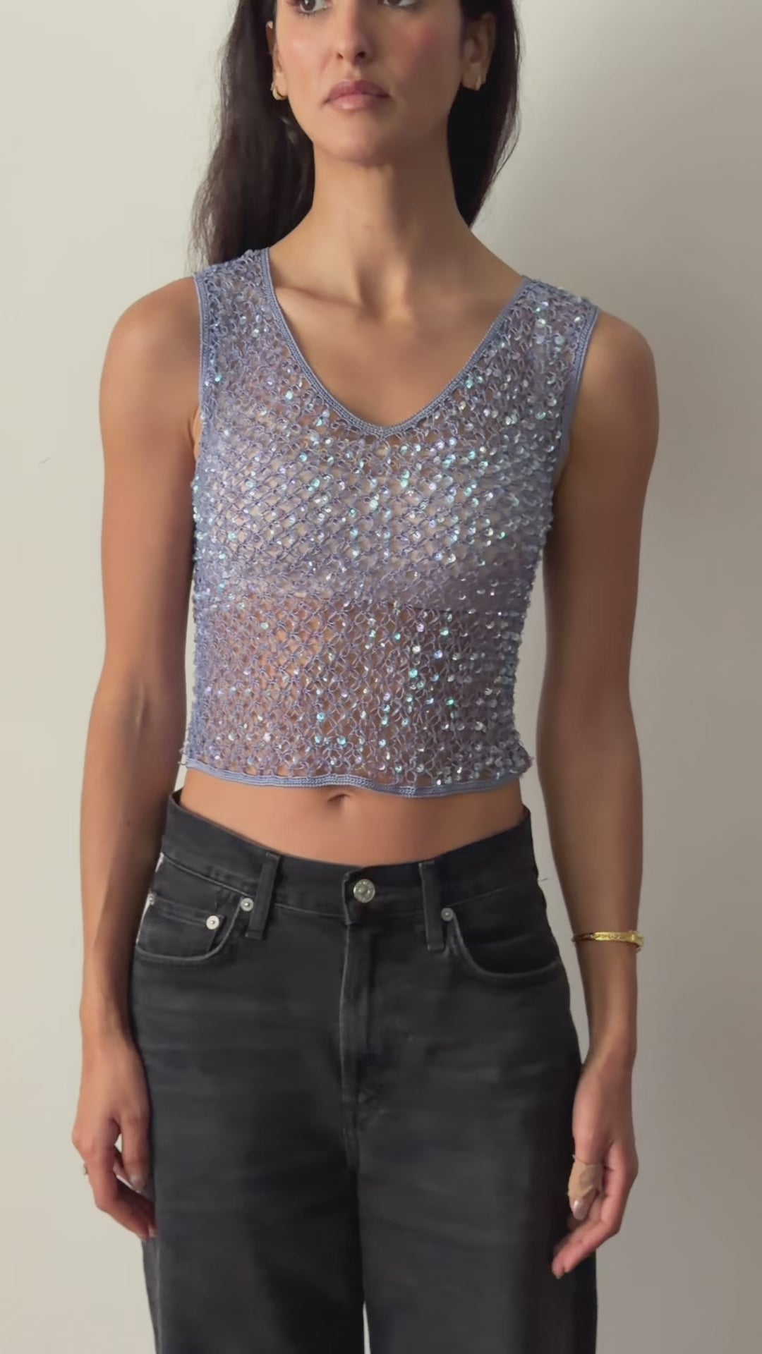 Ferré 1990s Blue Sequins Top