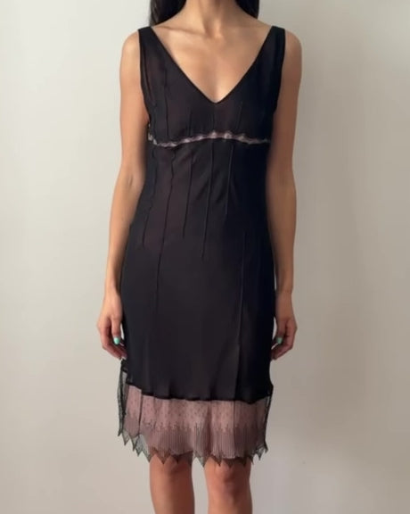 Blumarine SS1999 Silk Lace Mini Dress – Black IT 42