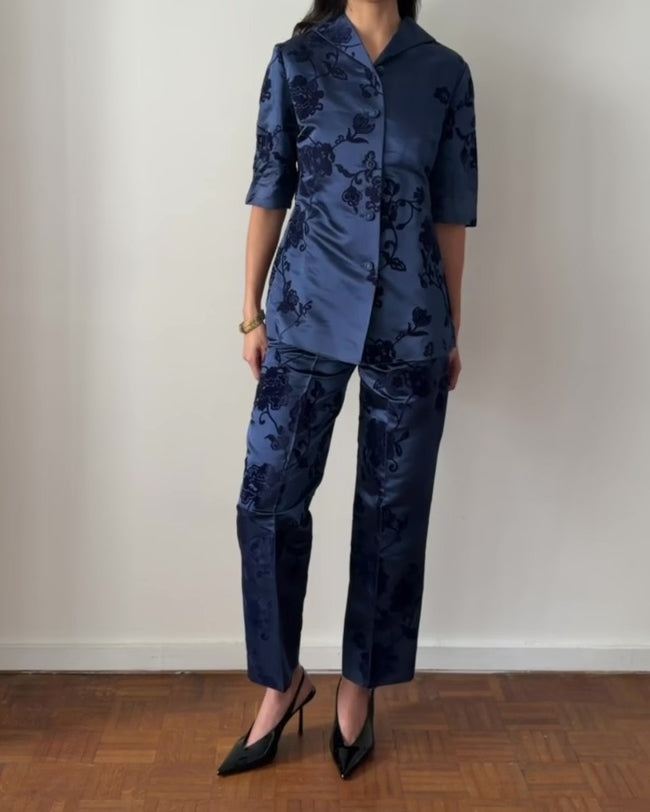 Alberta Ferretti FW1997 Velvet Embroidered Satin Set