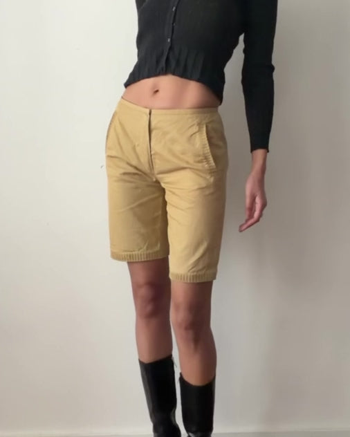 Miu Miu SS1999 Beige Cotton Tailored Shorts – Size XS | Sable Vintage