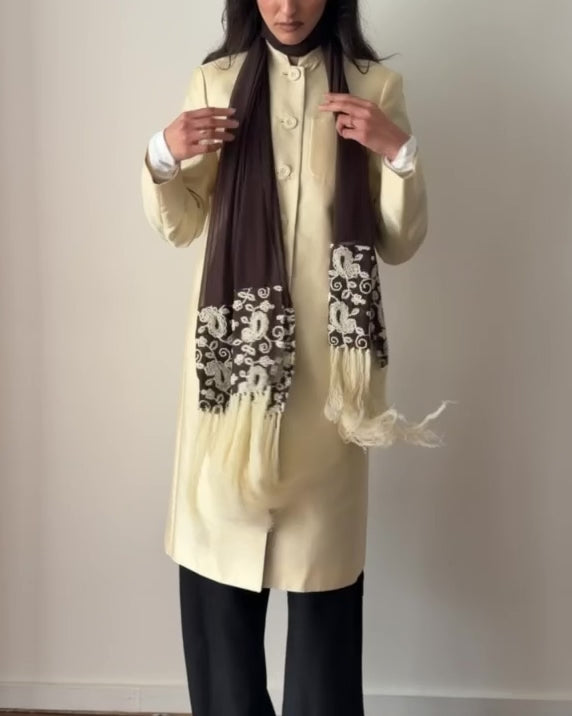 Giorgio Armani 1990s Silk Chiffon Embroidered Scarf