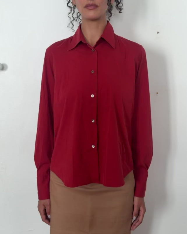 Jil Sander 1990s Rust Red Minimalist Cotton Shirt