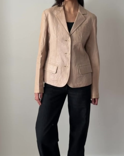 Jil Sander 1996 Leather Blazer – Beige Sand
