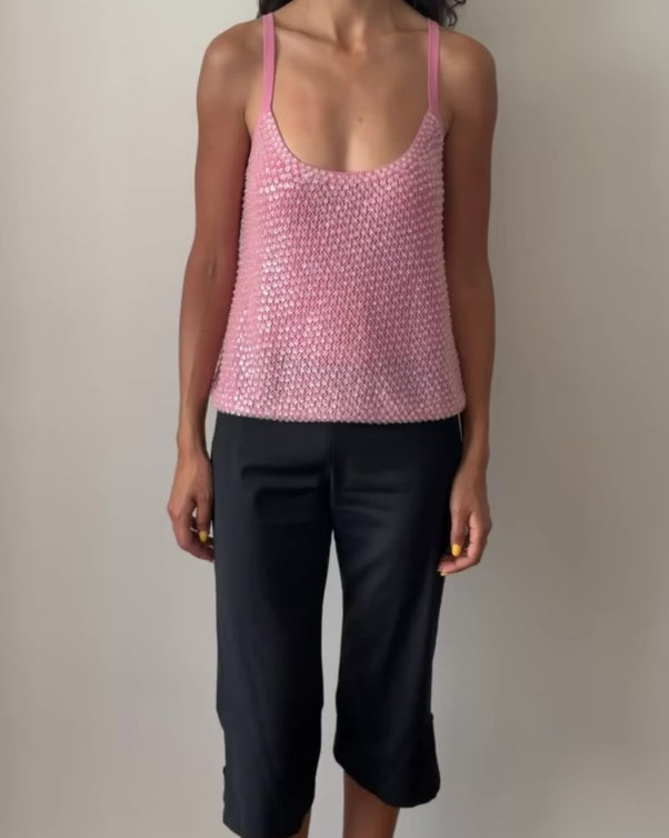 Jil Sander 1980s Sequin Knit Camisole – Pink
