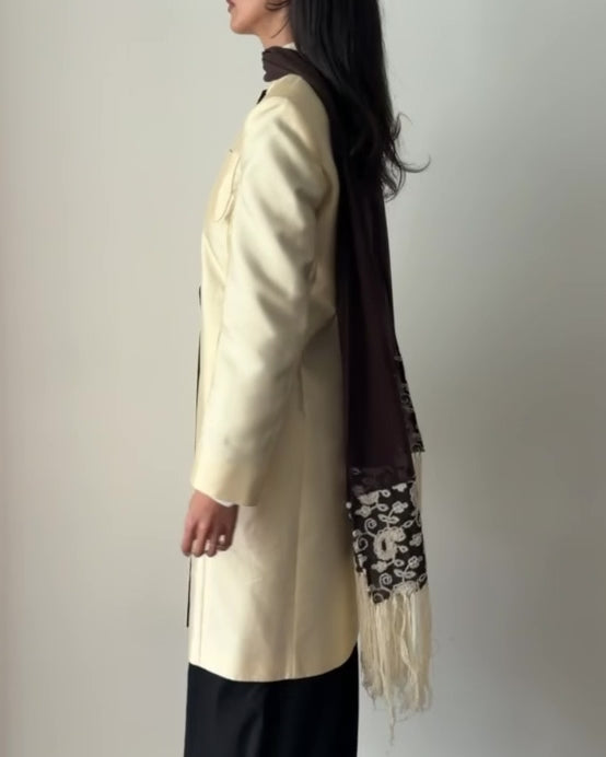 Giorgio Armani 1990s Silk Chiffon Embroidered Scarf