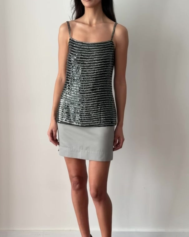Emporio Armani FW1998 Sequin Camisole – Black & Silver
