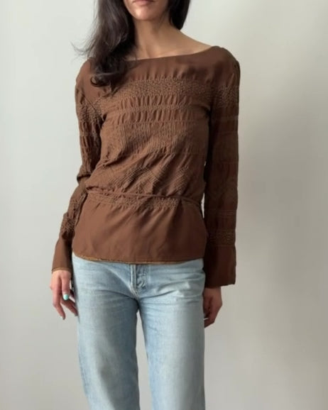 Jil Sander SS2002 Silk Embroidered Top