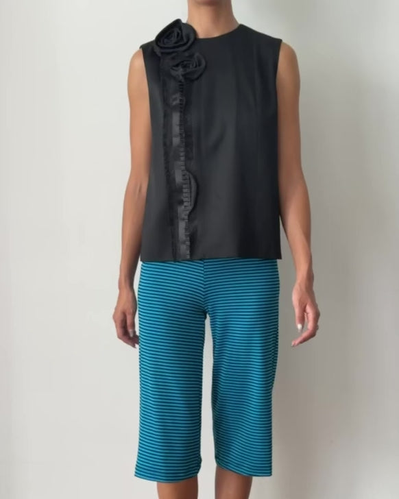 Kenzo 1990s Floral Rosette Sleeveless Top